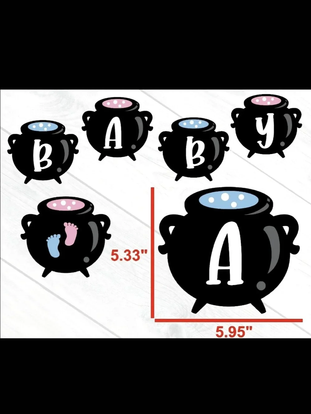 Gender Reveal 'A Baby Is Brewing' Cauldren Pink and Blue Banner Halloween